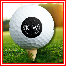 Pelotas De Golf Monograma de iniciales modernas en negro y blanco