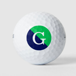 Pelotas De Golf Monograma de init de 2 tonalidad de la marina verd