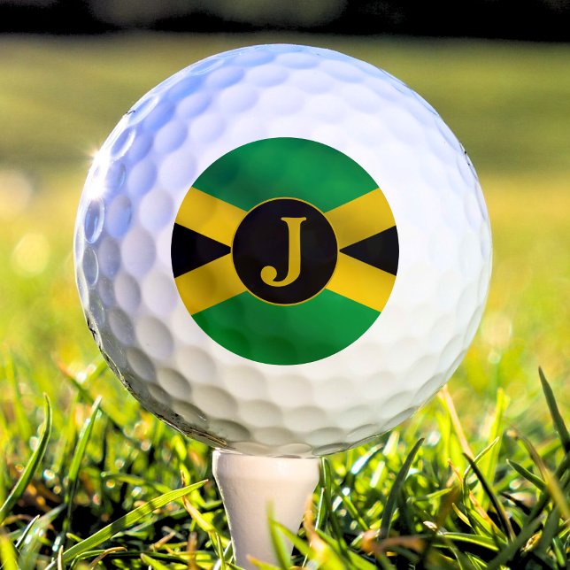 Pelotas De Golf Monograma de la bandera jamaiquina (jamaica jamaican flag monogram golf ball)