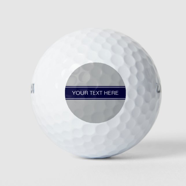 Pelotas De Golf Monograma de la cinta azul de la marina gris sólid (Anverso)