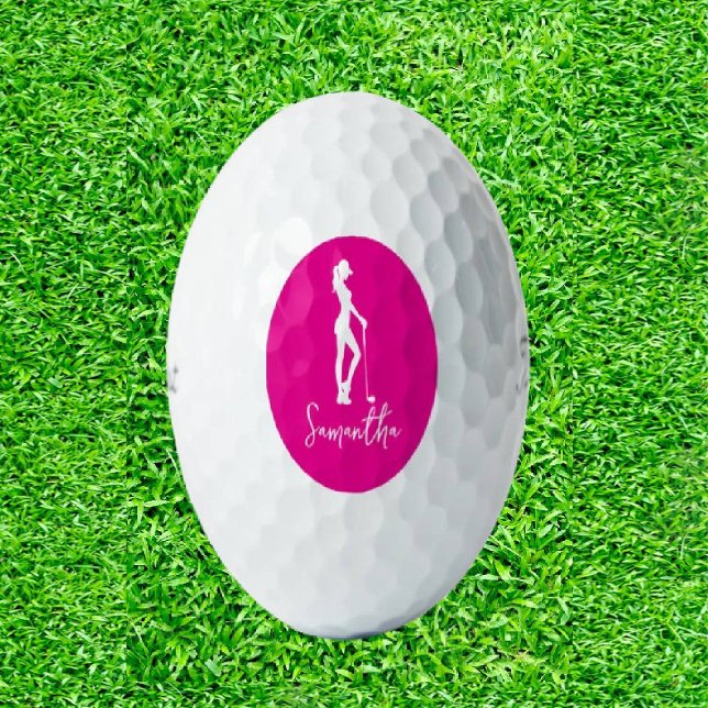 Pelotas De Golf Monograma de la dama rosa (Teeing Off with Timeless Elegance!)