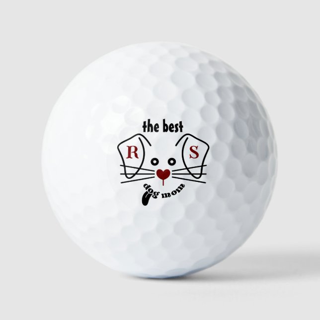 Pelotas De Golf Monograma de la mejor madre del perro Personalizad (Anverso)