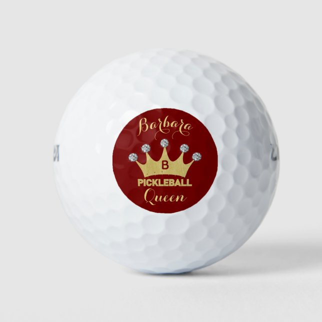 Pelotas De Golf Monograma de la reina Glam Glitz Gold (Anverso)