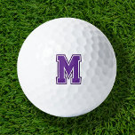 Pelotas De Golf Monograma de la variación púrpura<br><div class="desc">Elevar el juego con bolas de golf personalizado con una letra en negrita estilo colegiado. Personaliza el diseño con tus colores favoritos para que coincidan con tu equipo deportivo o con un estilo único. Estas elegantes pelotas de golf hacen de su equipo un lugar destacado o un regalo para los...</div>