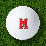 Pelotas De Golf Monograma de la variación roja<br><div class="desc">Elevar el juego con bolas de golf personalizado con una letra en negrita estilo colegiado. Personaliza el diseño con tus colores favoritos para que coincidan con tu equipo deportivo o con un estilo único. Estas elegantes pelotas de golf hacen de su equipo un lugar destacado o un regalo para los...</div>
