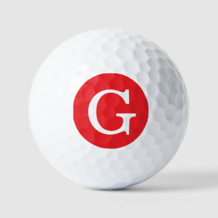 Pelotas De Golf Monograma de letra inicial rojo blanco simple