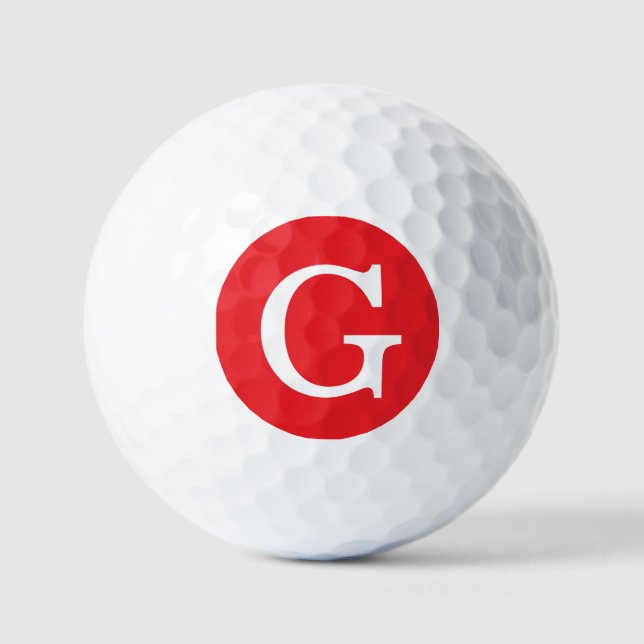 Pelotas De Golf Monograma de letra inicial rojo blanco simple (Anverso)