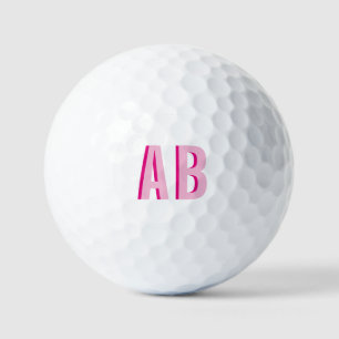 Pelotas De Golf Monograma de letras negrita apiladas rosadas 2