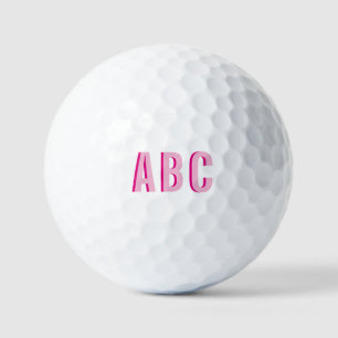 Pelotas De Golf Monograma de letras negrita apiladas rosadas 3