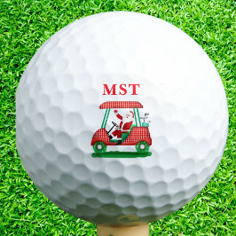 Pelotas De Golf Monograma de Navidad de Golf Elegante Santa