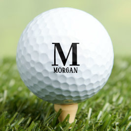 Pelotas De Golf Monograma de nombre inicial minimalista clásico