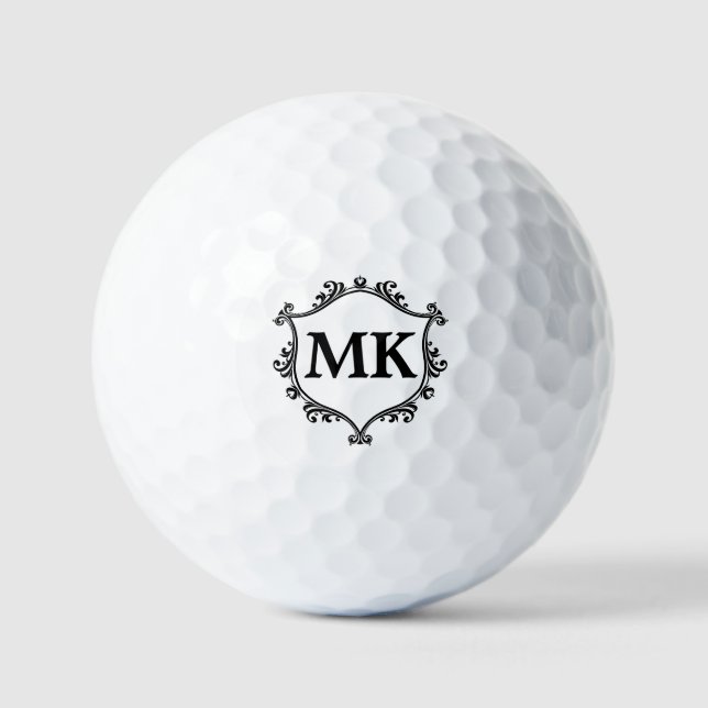 Pelotas De Golf Monograma de nombres personalizados de escudo real (Anverso)