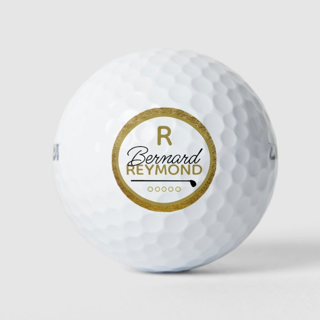 Pelotas De Golf Monograma de oro Lux Golfers (Anverso)