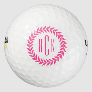 Pelotas De Golf Monograma de Personalizado de guirnalda rosa