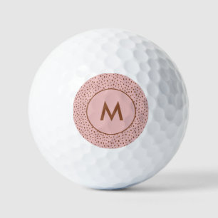 Pelotas De Golf Monograma de puntos marrones rosados y boho terrac