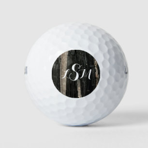 Pelotas De Golf Monograma de rayas verticales blancas y negras