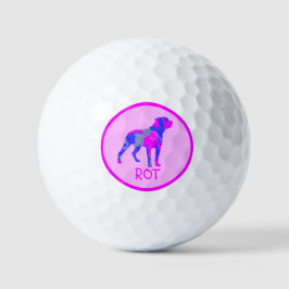 Pelotas De Golf Monograma de silueta de perro rosado rotativo / ro