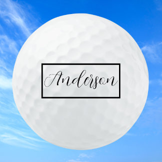 Pelotas De Golf Monograma de tipografía negra elegante moderna en