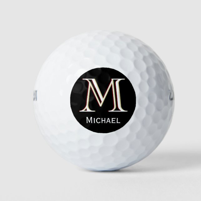 Pelotas De Golf Monograma de tres capas personalizado con nombre (Anverso)