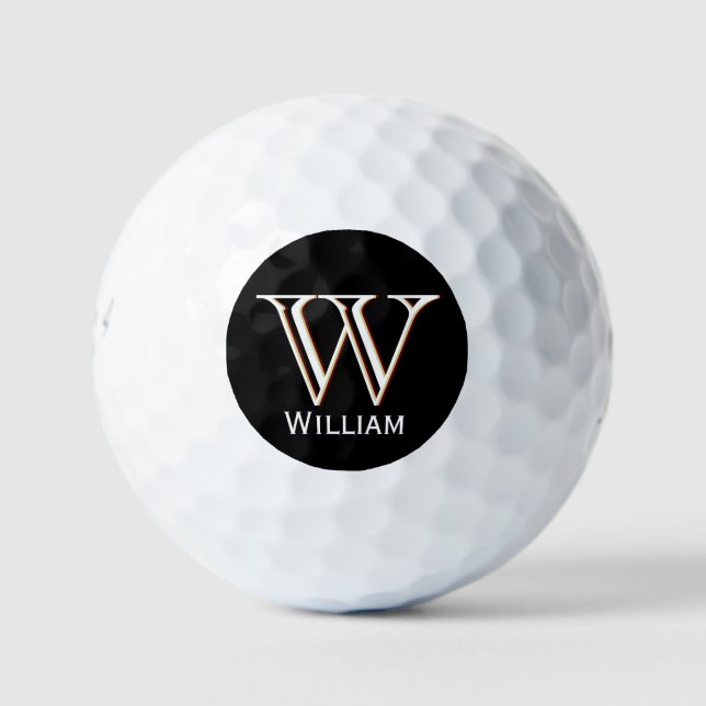 Pelotas De Golf Monograma de tres capas personalizado con nombre (Anverso)