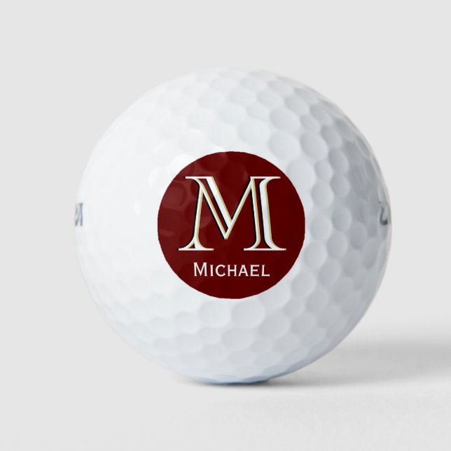 Pelotas De Golf Monograma de tres capas personalizado con nombre (Anverso)