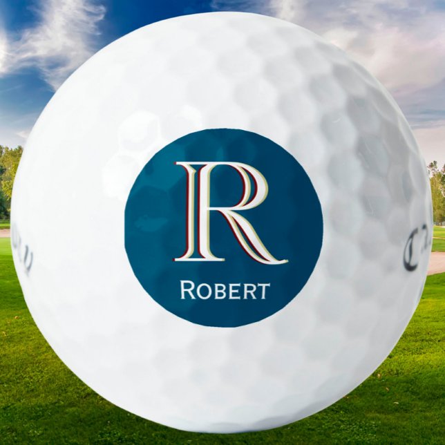 Pelotas De Golf Monograma de tres capas personalizado con nombre (Subido por el creador)