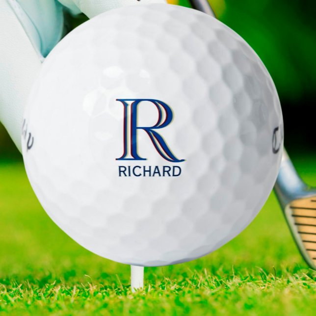Pelotas De Golf Monograma de tres capas personalizado con nombre (Subido por el creador)