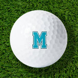 Pelotas De Golf Monograma de variación verde azulada<br><div class="desc">Elevar el juego con bolas de golf personalizado con una letra en negrita estilo colegiado. Personaliza el diseño con tus colores favoritos para que coincidan con tu equipo deportivo o con un estilo único. Estas elegantes pelotas de golf hacen de su equipo un lugar destacado o un regalo para los...</div>