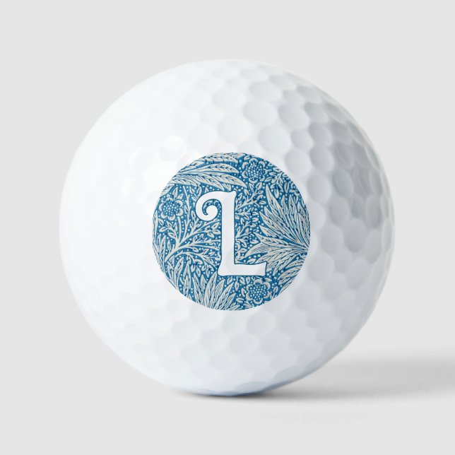 Pelotas De Golf Monograma de William Morris Blue Marigold (Anverso)