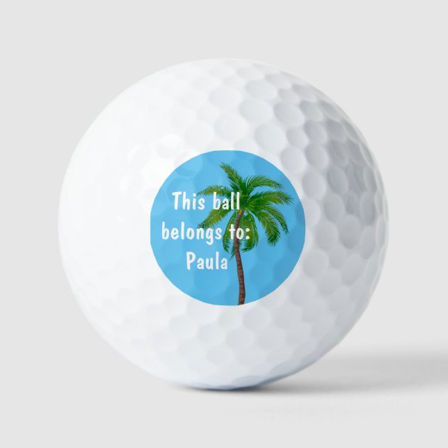 Pelotas De Golf Monograma del árbol de palmas tropical (Anverso)