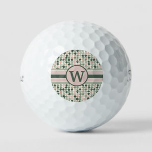 Pelotas De Golf Monograma del modelo moderno de punto rosa y verde