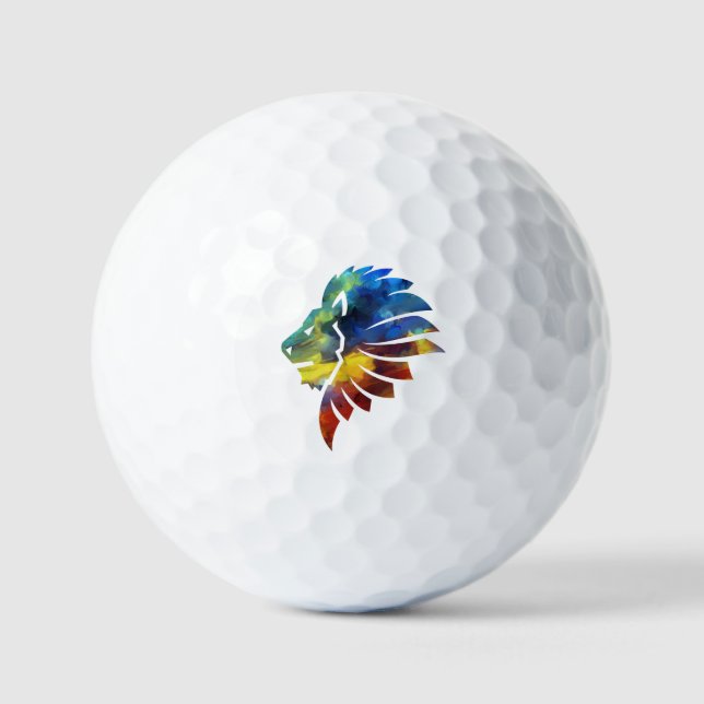 Pelotas De Golf Monograma del nombre de la acuarela del león de la (Anverso)