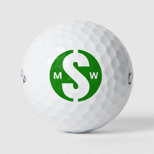Pelotas De Golf Monograma del Personalizado de dinero verde divert (Anverso)