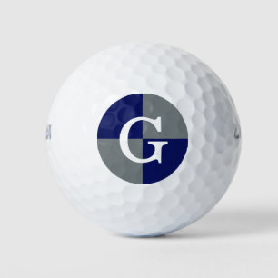 Pelotas De Golf Monograma del verificador LG azul de la Marina Gri