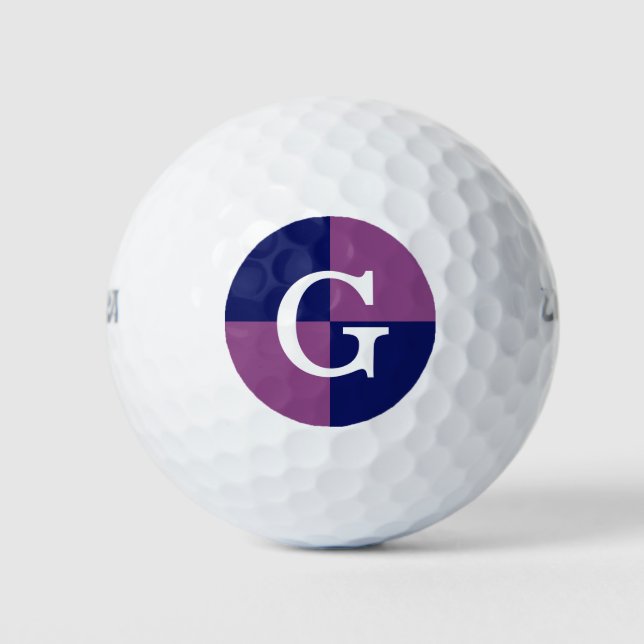 Pelotas De Golf Monograma del verificador LG azul de la Marina Púr (Anverso)