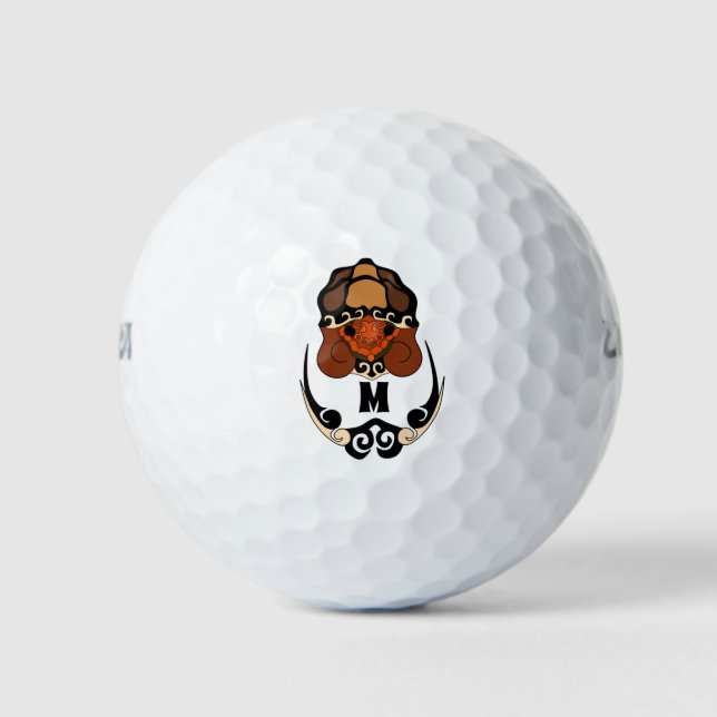 Pelotas De Golf Monograma divertido de escalado de tortuga (Anverso)