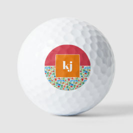 Pelotas De Golf Monograma divertido de estilo veraniego