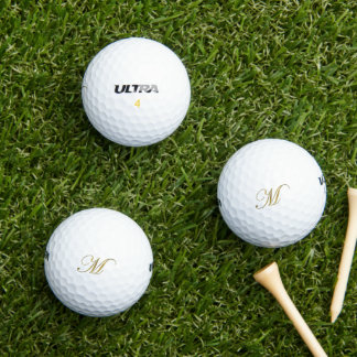 Pelotas De Golf Monograma dorado inicial M