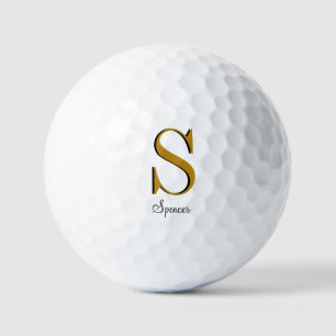 Pelotas De Golf Monograma Dorado Nombre Personalizado Balls De Gol