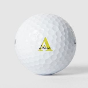 Pelotas De Golf Monograma dorado Nombre personalizado inicial Rega