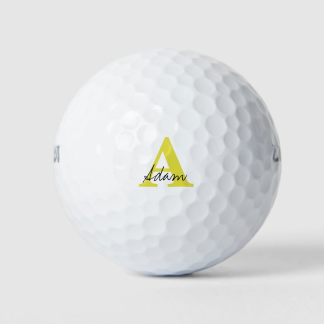 Pelotas De Golf Monograma dorado Nombre personalizado inicial Rega (Anverso)