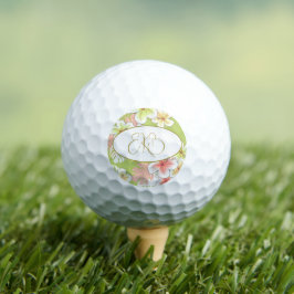 Pelotas De Golf Monograma elegante floral tropical