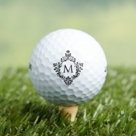 Pelotas De Golf Monograma escudo inicial en un elegante ornato vin