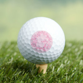 Pelotas De Golf Monograma estilizado moderno rosa caliente
