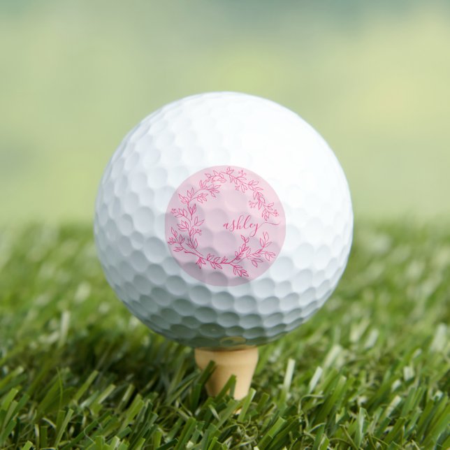 Pelotas De Golf Monograma estilizado moderno rosa caliente (Camiseta in situ)