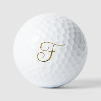 Pelotas De Golf Monograma F metálico dorado falso