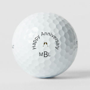 Pelotas De Golf Monograma feliz aniversario Titular Pro VI II