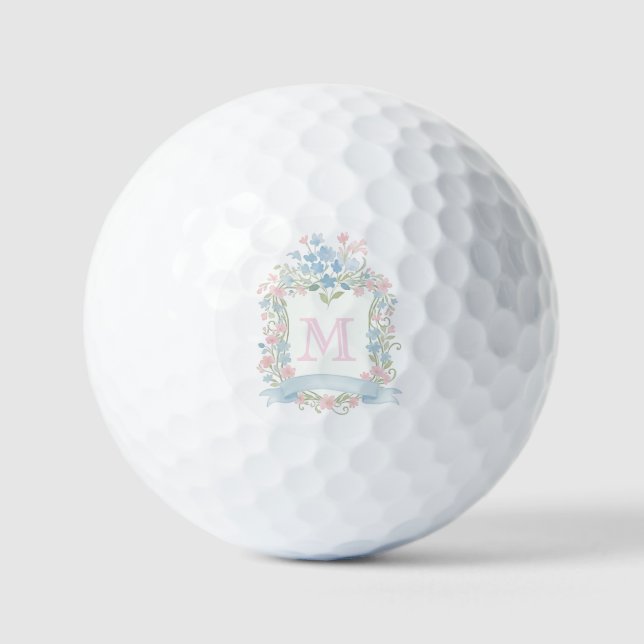 Pelotas De Golf Monograma Floral (Anverso)