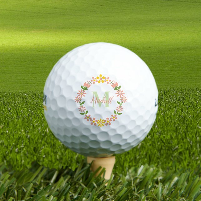 Pelotas De Golf Monograma floral elegante (Subido por el creador)