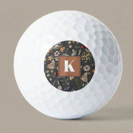 Pelotas De Golf Monograma Floral Moderno